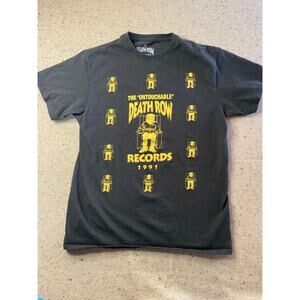 Death Row Records Men's Shirt Medium Black with Yellow Print Snoop Dre